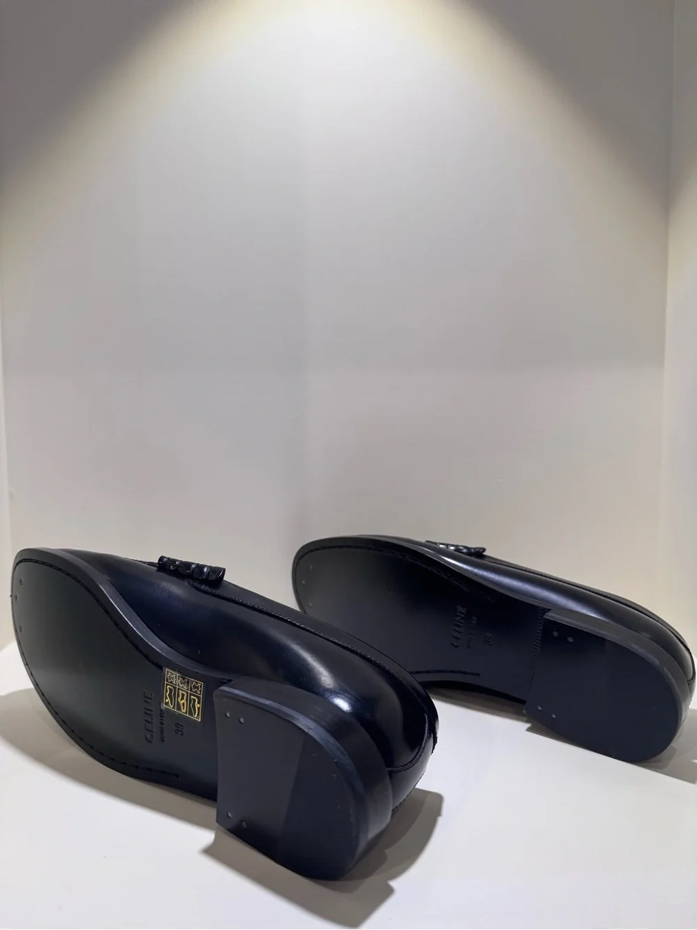 Celine Black Leather Penny Loafers for Women